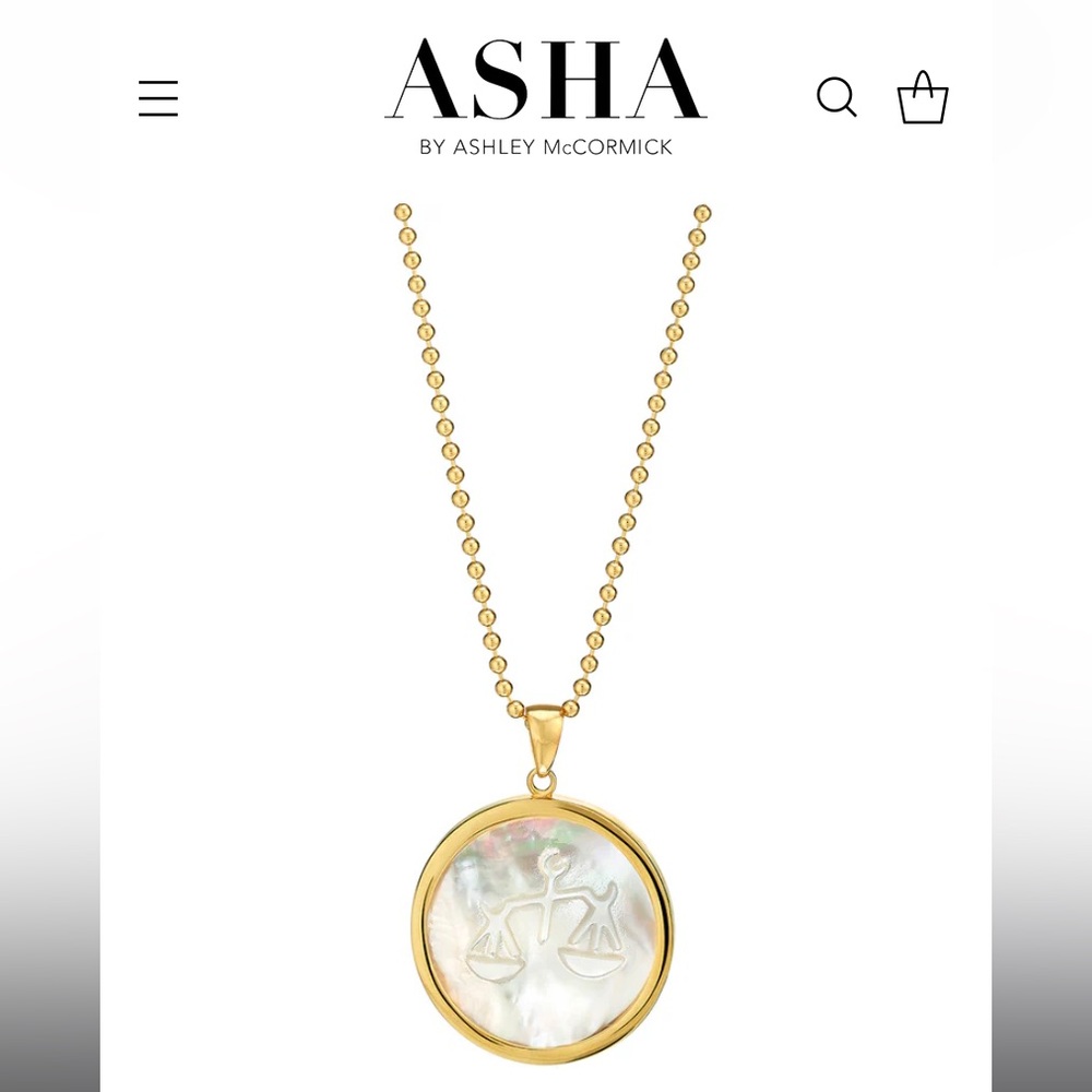 ASHA by Ashley McCormick Libra Zodiac Pearl Pendant 30 Inch Necklace